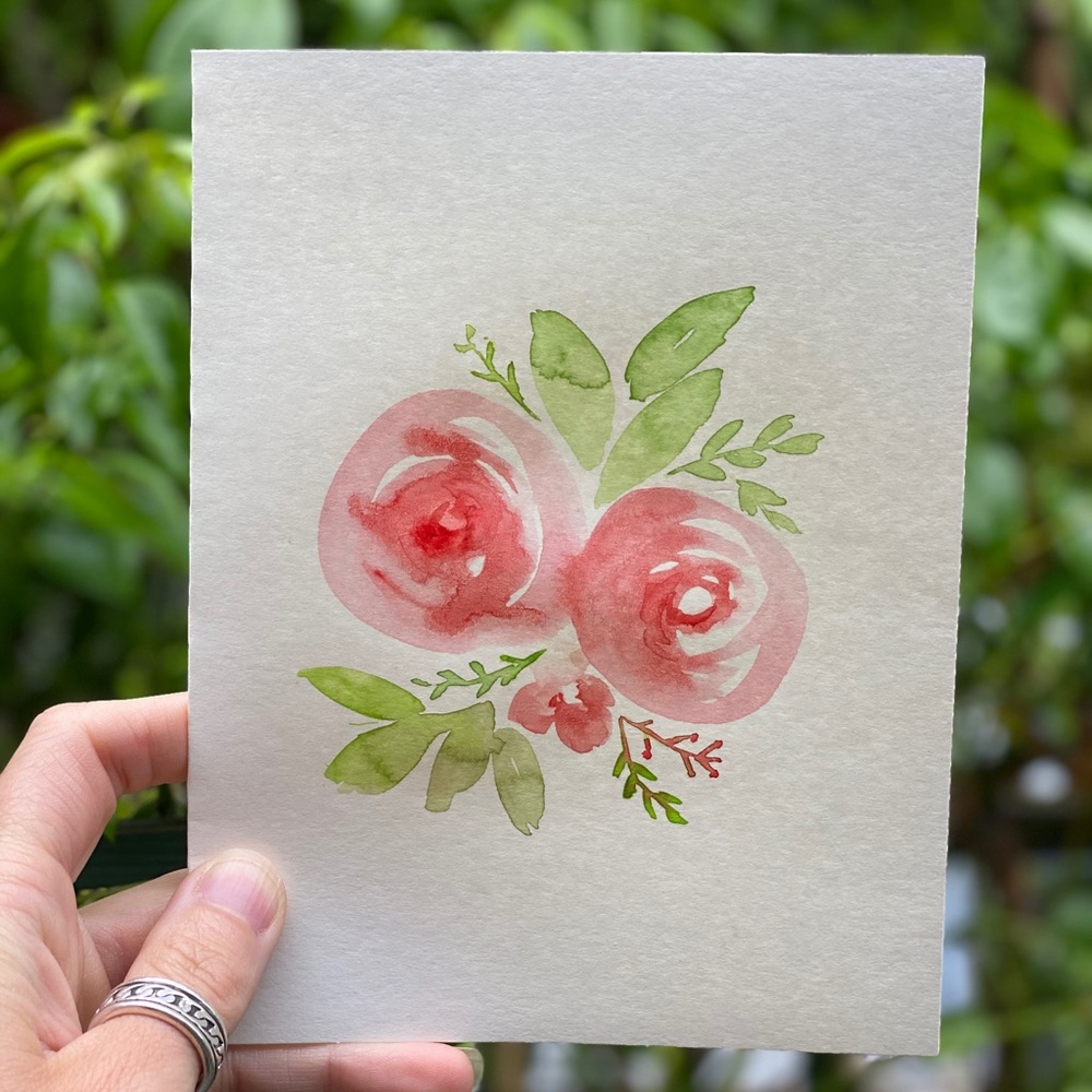 Hand painted floral stationary card : blank card